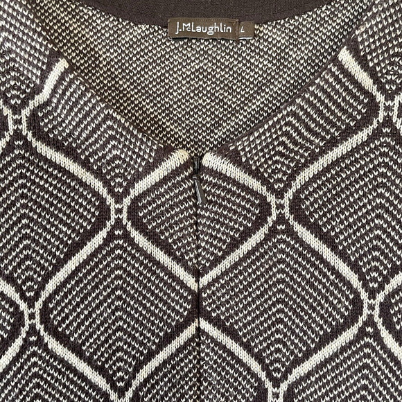 J. McLAUGHLIN Size Large Brown Knit Front Zip Long Sleeve Tunic Sweater Dress - Picture 2 of 6